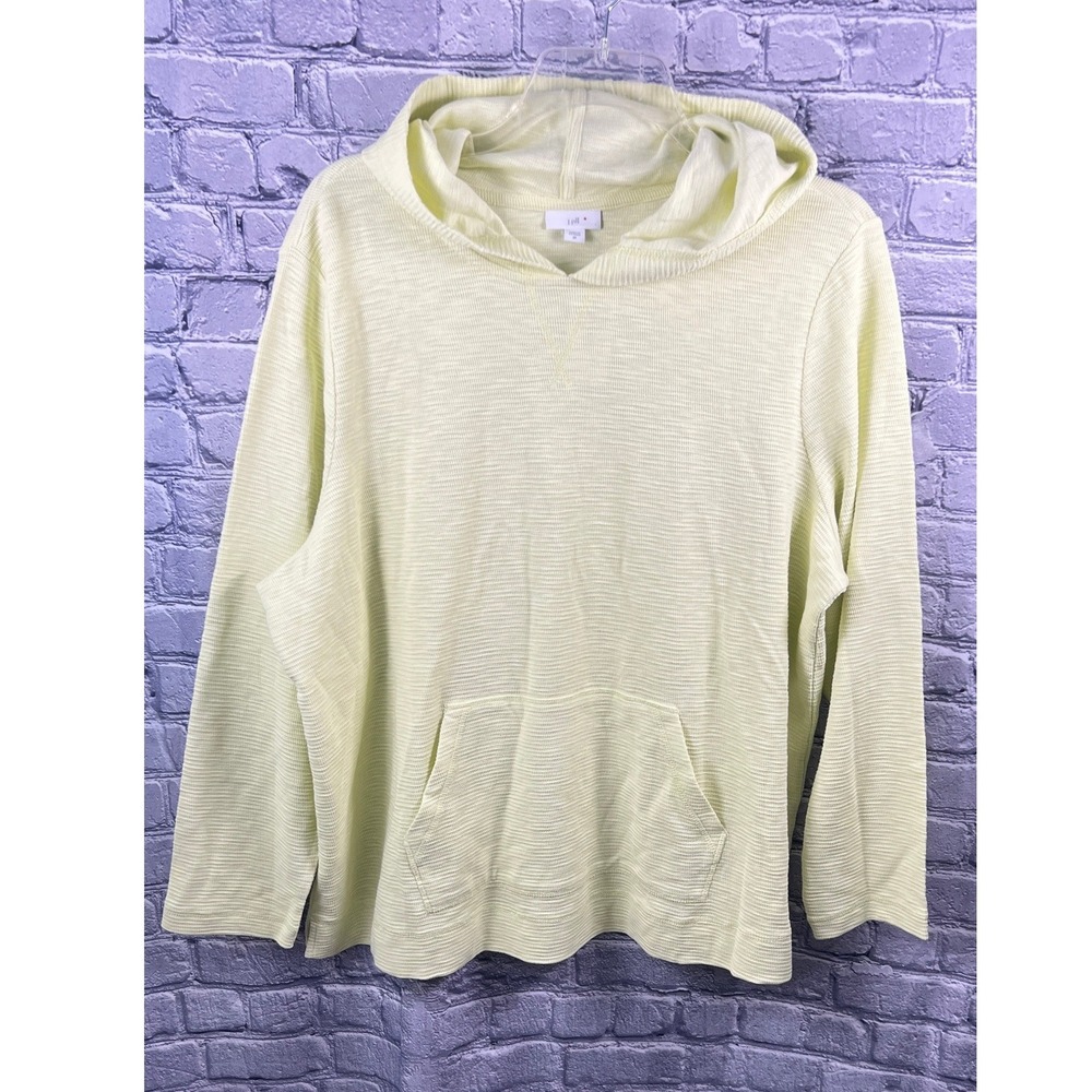 J. Jill Hoodie Womens 2X Key Lime   NWT Textured Cotton Kangaroo Pocket
